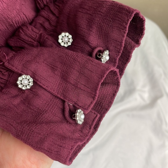 sanctuary romance size medium, maroon, long sleeve blouse - Picture 3 of 7